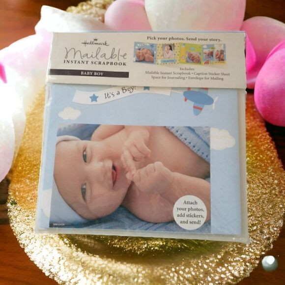 Hallmark Instant Scrapbook Sealed Mailable Baby Boy Brag Book NWT Blue Pastel - Picture 10 of 10